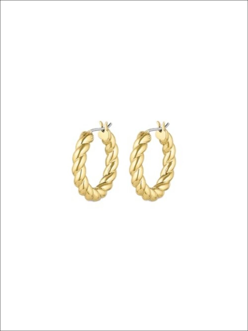 18k Gold Plated Twisted Hoop Earrings Hinged Closure 13/16"